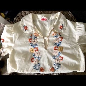 Vintage Bai hua Embroidered Top